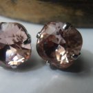 Vintage Rose 10mm Swarovski Cushion Cut  Square Platinum Post - Stud Earrings