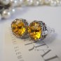 Sunflower Yellow 8mm Swarovski Crystal Rhodium Filigree Stud Earrings Post