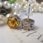 Sunflower Yellow 8mm Swarovski Crystal Rhodium Filigree Stud Earrings Post