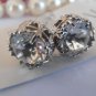 CROWN Studs Art Deco Clear Crystal Swarovski Crystal Filigree Stud Earrings Post