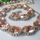 SALE, Peach Art Deco Filigree Oval Crystal Tennis Choker, Necklace Anna Wintour