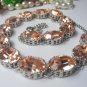 SALE, Peach Art Deco Filigree Oval Crystal Tennis Choker, Necklace Anna Wintour