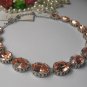 SALE, Peach Art Deco Filigree Oval Crystal Tennis Choker, Necklace Anna Wintour