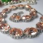 SALE, Peach Art Deco Filigree Oval Crystal Tennis Choker, Necklace Anna Wintour