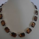 Smoked Topaz  Crystals Art Deco Octagon Tennis Choker Necklace Anna Wintour