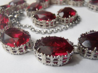 MADE TO ORDER, Siam RED Swarovski Necklace,Art Deco Filigree Anna Wintour Choker