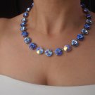 Anna Wintour Necklace, Sapphire, Swarovski Rivoli, 14mm, Tennis,  Crystal Choker