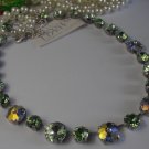 Chrysolite Multi Art Deco Swarovski 12mm Rivoli Crystal Tennis Choker Necklace