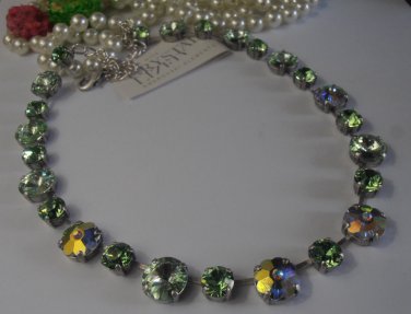 Chrysolite Multi Art Deco Swarovski 12mm Rivoli Crystal Tennis Choker Necklace