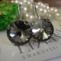 Black Diamond Swarovski Crystal Rhodium Rivoli Drop Dangle Earrings Hooks Vienna
