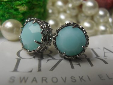 Mint Alabaster, Art Deco, Studs, Swarovski Crystal Filigree Stud Earrings Post