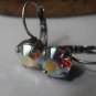 Swarovski Aurora Borealis Crystal 8mm Antique Silver setting dangle earrings