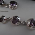 Solid 925 sterling silver Amethyst Drop Dangle Gemstone Hook Earrings
