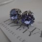 Violet Purple Swarovski crystal Chatons filigree Stud Earrings Platinum Plated