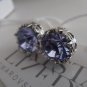 Violet Purple Swarovski crystal Chatons filigree Stud Earrings Platinum Plated