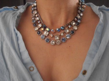ONE,  Lavender Multicolors, Art Deco, Filigree, Anna Wintour, Choker Necklace