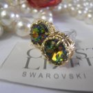 Vitrail Medium Swarovski Crystal Art Deco Filigree Golden Post Stud Earrings