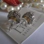 White Alabaster 8mm Swarovski Crystal  Rhodium Filigree Bridal Stud Earrings