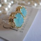 Pacific Opal 8mm Swarovski crystal chaton filigree Stud Earrings Gold Plated
