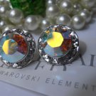 Swarovski Studs, Aurora Borealis, Wedding Earrings, Post Earrings, Halo Studs