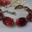 1950's Oval Ruby Crystals - Art Deco Bronze setting Tennis Bracelet Anna Wintour