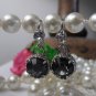 Silver Night 8mm Swarovski Crystal Chaton Silver  Filigree Dangle Drop Earrings