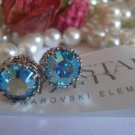 Amethyst AB 8mm Swarovski crystal chaton filigree Rhodium Post Stud Earrings