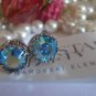 Amethyst AB 8mm Swarovski crystal chaton filigree Rhodium Post Stud Earrings