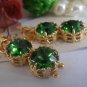 Peridot Green 8mm Swarovski Crystal Chaton Golden Filigree Dangle Drop Earrings