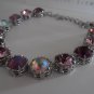 Swarovski Bracelet, Amethyst Multicolors,  Art Deco, Filigree, Crystal, Tennis