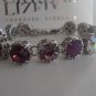 Swarovski Bracelet, Amethyst Multicolors,  Art Deco, Filigree, Crystal, Tennis