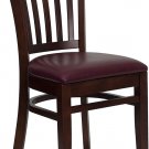 Mahogany Slat Back Real Wood Restaurant Chairs - Burgundy Vinyl