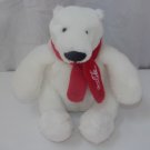 Coca Cola White Polar Bear Plush Stuffed Animal Red Scarf 7" Collectible