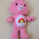 Care Bears Cheer Bear Pink Rainbow Plush Toy 9" 2007 Beanbag