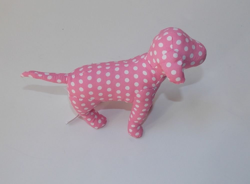 Victoria's Secret Pink White Polka Dot Stuffed Plush Dog White Tag ...