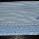 Lands End Baby Blanket Boy Blue Puppy Stripe Reversible