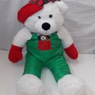 Goffa International White Plush Teddy Bear Overalls 30"