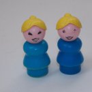 Vtg Fisher Price Little People Blue Blonde Woman Lady Mom Teacher Lot of 2