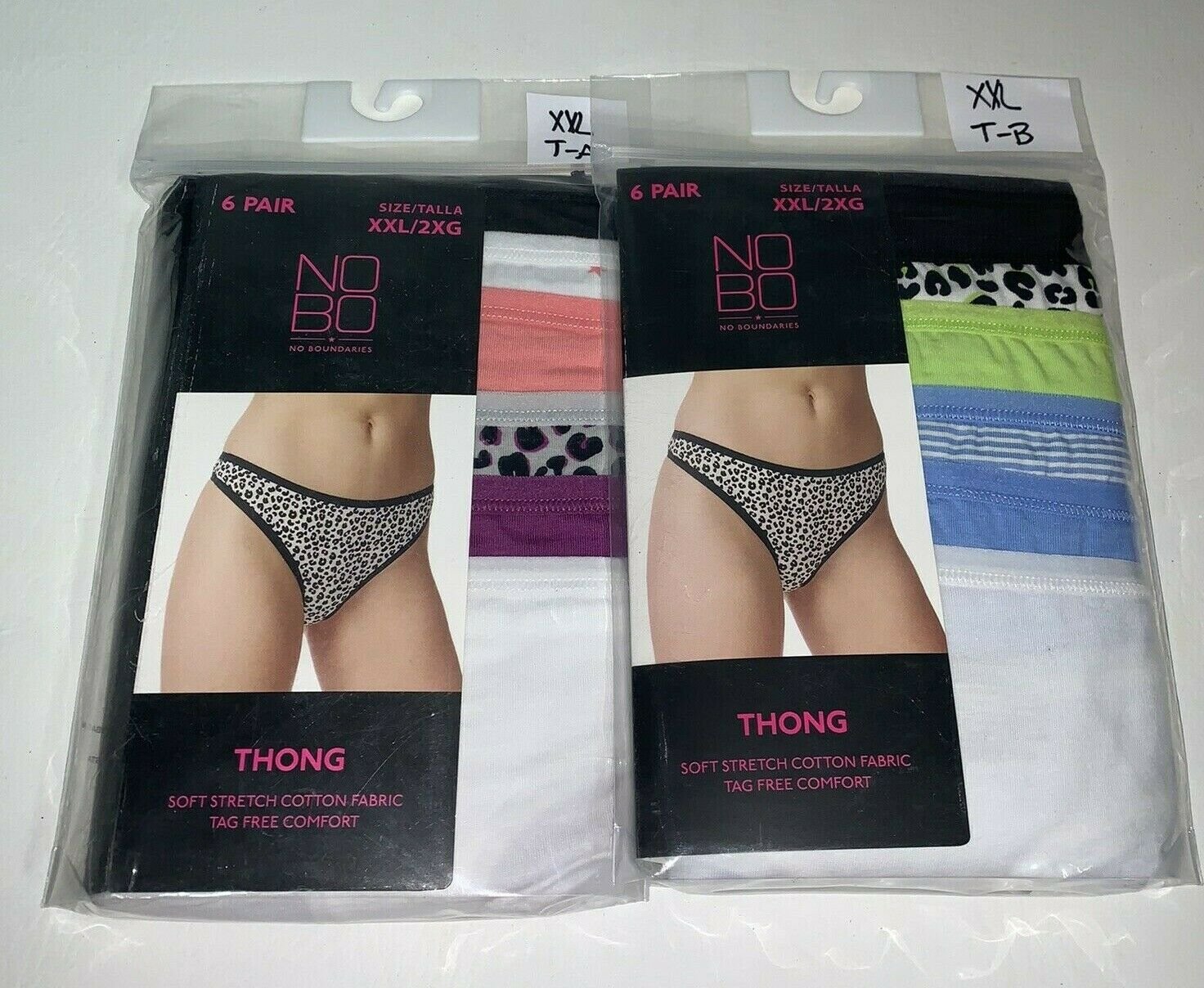 NOBO No Boundaries Thong Panties Underwear Womens Junior Size XXL 6 Pair Pa...