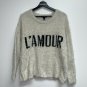 Forever 21 Womens Fuzzy Knit Sweater Size M Cream Black Pullover L'amour