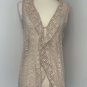 Keren Hart Womens Sleeveless Crochet Open Front Vest Top Beige SZ S Boho Hippie