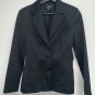 BCBG Maxazria Womens Blazer Size 2 Black Button Front Slim Fit Padded Shoulders