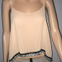T Bags Los Angeles Womens Swing Tank Top Size M Dusty Rose Sheer Boho Fringe Hem