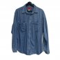 90s VTG Marlboro Country Store Denim Jean Work Shirt M Faded Light Blue Grunge
