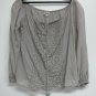 Listicle Womens Boho Peasant Top Size L Gray Boutique Tie Crochet Blouse Shirt