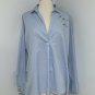 Zara Woman Long Sleeve Blouse Size S Pearl Detail Light Blue V-neck Popover