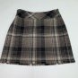 Eddie Bauer Womens Plaid Wool Blend Pencil Skirt Size 4 P Brown Fringe Hem Lined