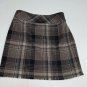 Eddie Bauer Womens Plaid Wool Blend Pencil Skirt Size 4 P Brown Fringe Hem Lined