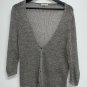 Eileen Fisher Womens Silver Metallic Cardigan Sweater Button Front 3/4 Sleeve M