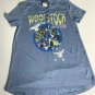 Vtg Concert Tees Woodstock Collection Lace Up Womens XS Blue T-shirt Graphic Top